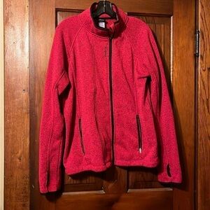 Reebok Women's Heathered Dark Pink Zip Up Sweater XL